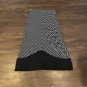 Black and White Striped Maxi Skirt